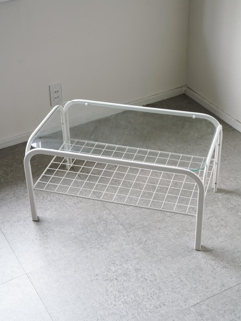 アイアンフレーム コーヒー ローテーブル ガラストップ 昭和レトロ モダン