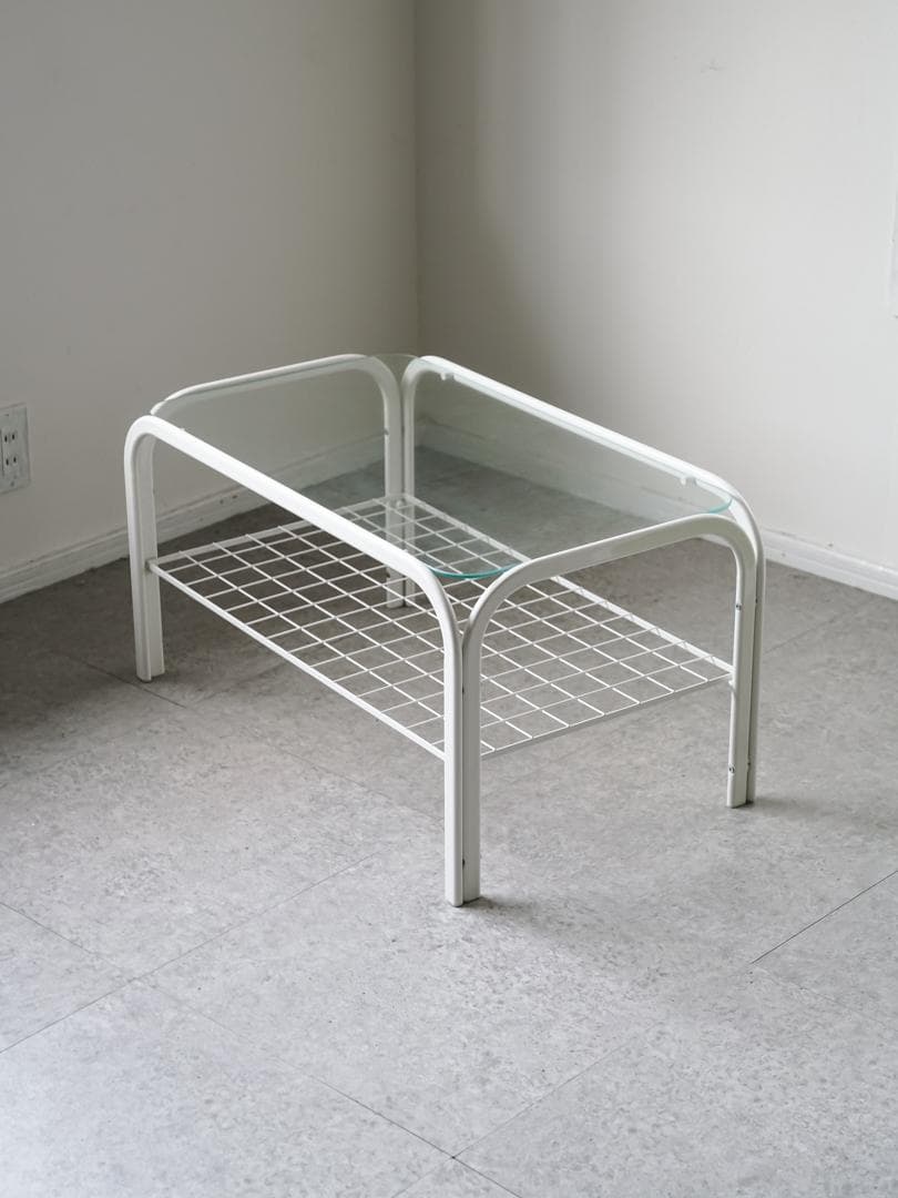 アイアンフレーム コーヒー ローテーブル ガラストップ 昭和レトロ モダン