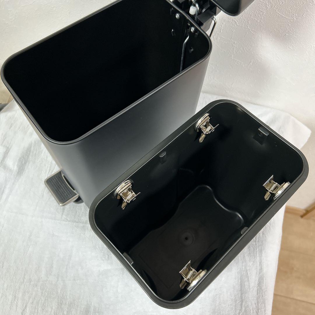 ブラック ごみ箱 ソフトクローズ 袋固定クリップ付き