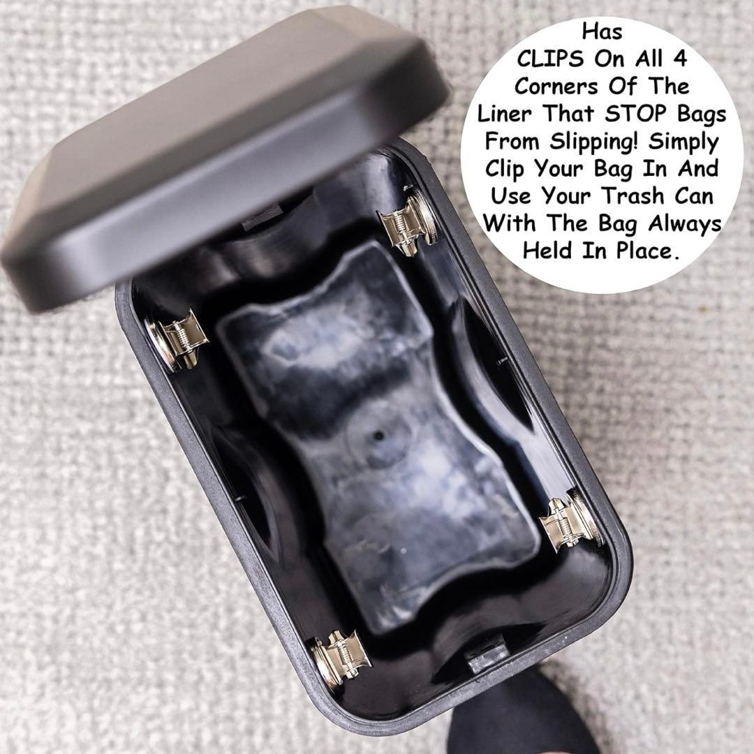 ブラック ごみ箱 ソフトクローズ 袋固定クリップ付き