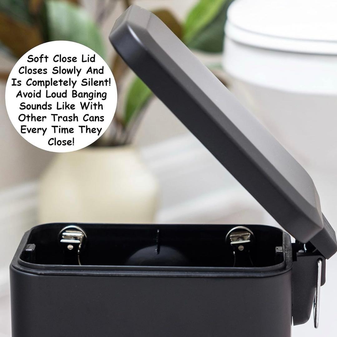 ブラック ごみ箱 ソフトクローズ 袋固定クリップ付き