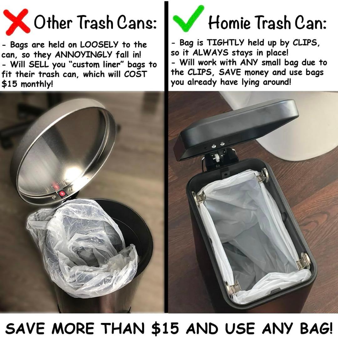 ブラック ごみ箱 ソフトクローズ 袋固定クリップ付き