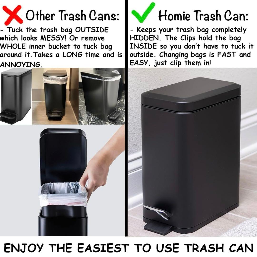 ブラック ごみ箱 ソフトクローズ 袋固定クリップ付き