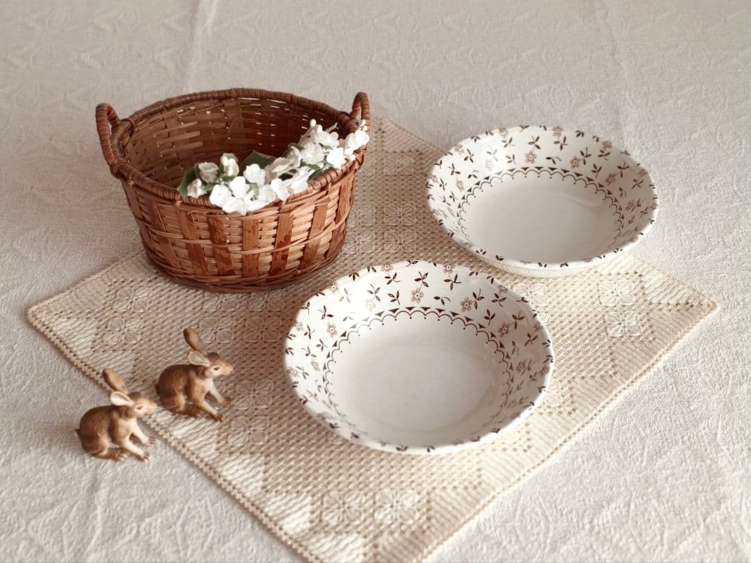 snowmkuさま】vintage plate ❀ 優しい 小花柄の 深皿 a - メルカリ