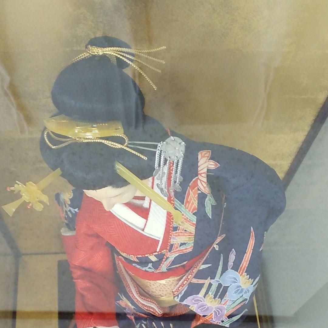 値引き中、日本人形 寿㐂代 かおり ガラスケース入り芸者芸子 雛人形五月人形