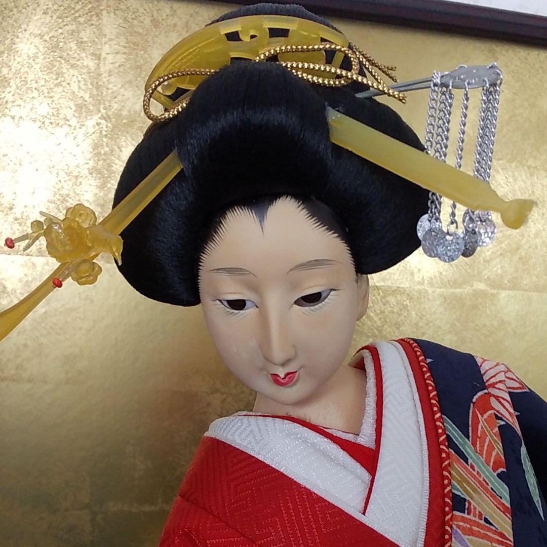 値引き中、日本人形 寿㐂代 かおり ガラスケース入り芸者芸子 雛人形五月人形