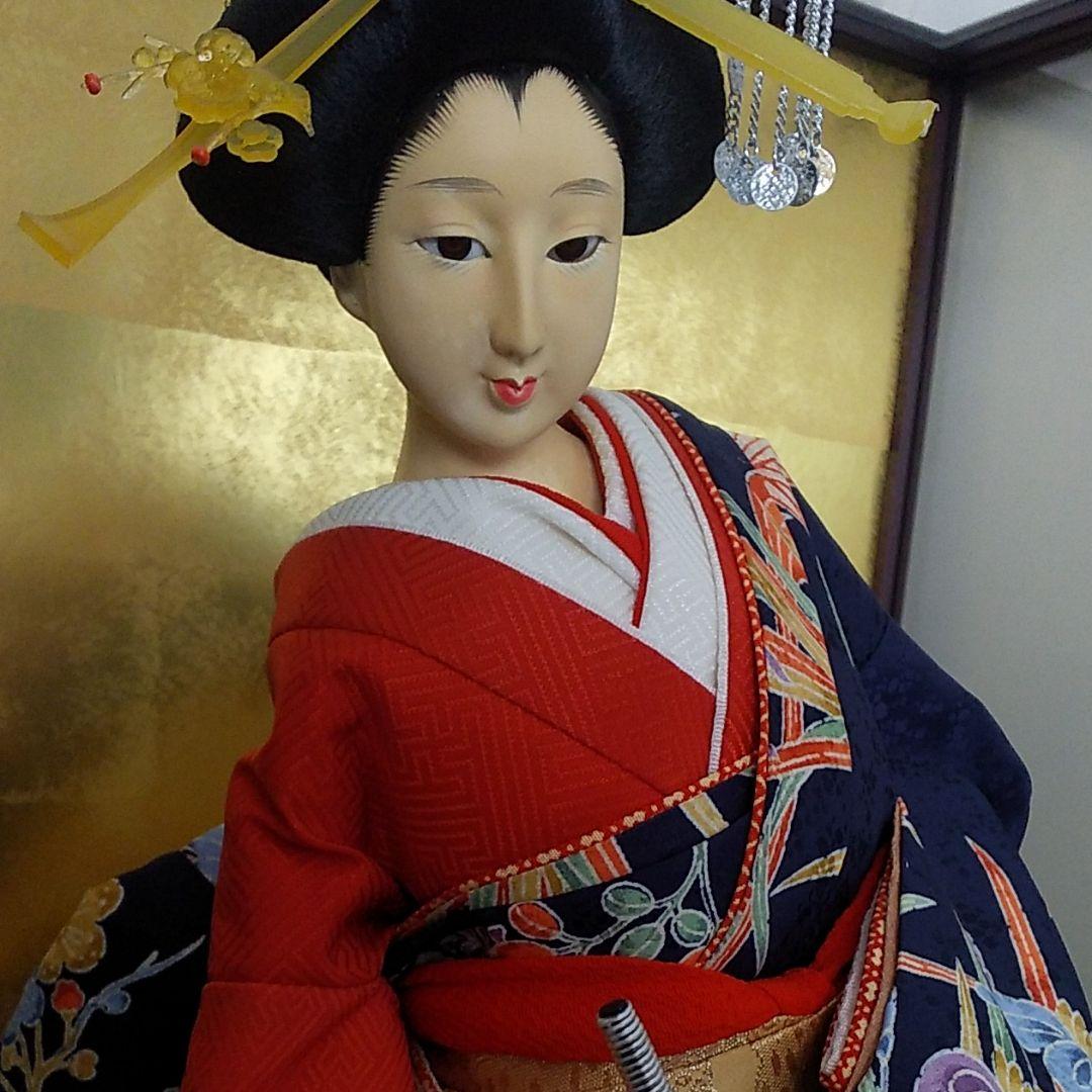 値引き中、日本人形 寿㐂代 かおり ガラスケース入り芸者芸子 雛人形五月人形