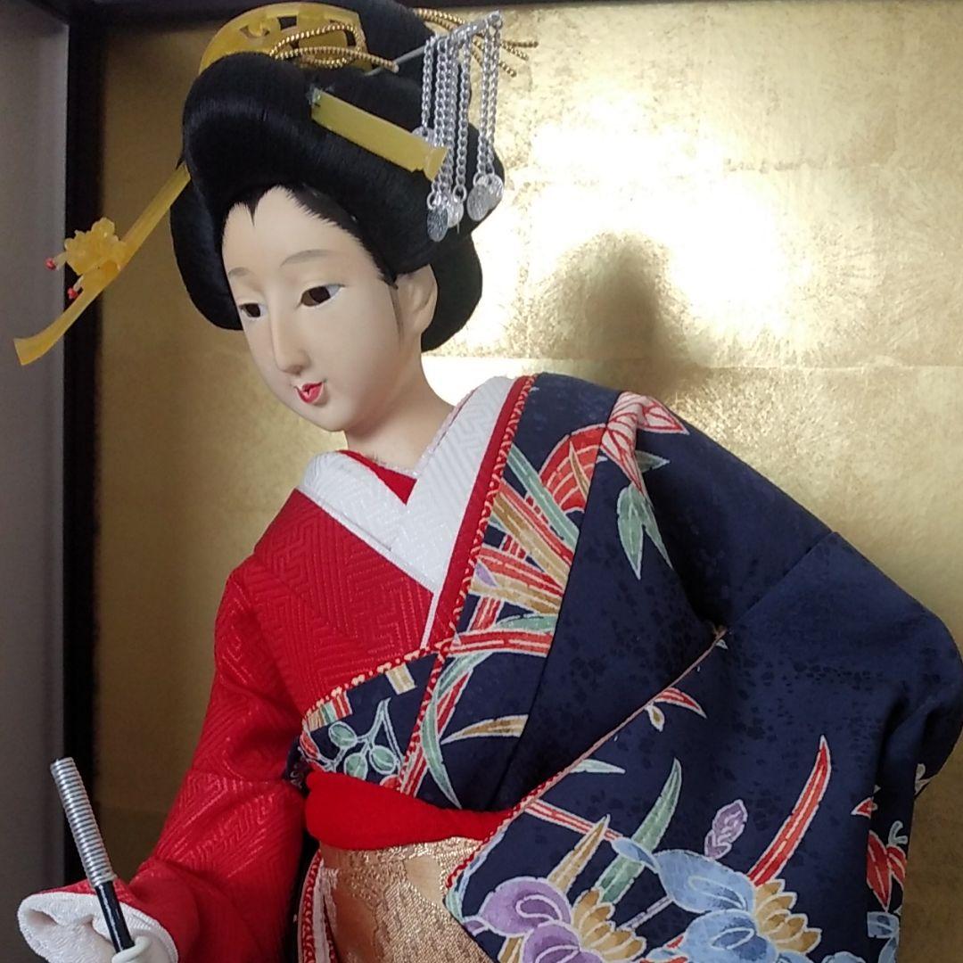 値引き中、日本人形 寿㐂代 かおり ガラスケース入り芸者芸子 雛人形五月人形