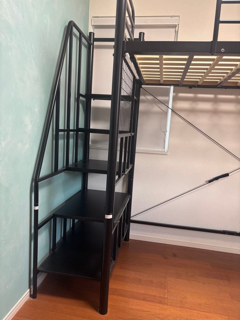 ニトリ　LB02 W43BK ブラック　階段付きロフトベッド