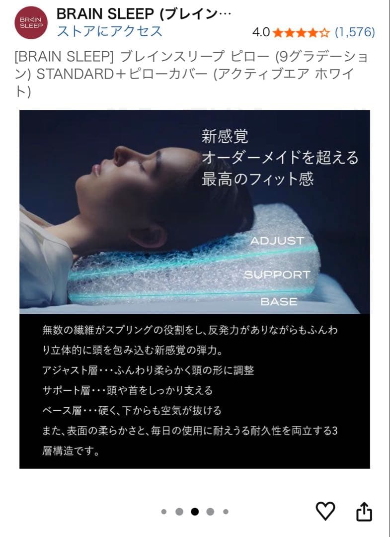 し*だ様 ブレインスリープ　ピロー　枕カバー付き