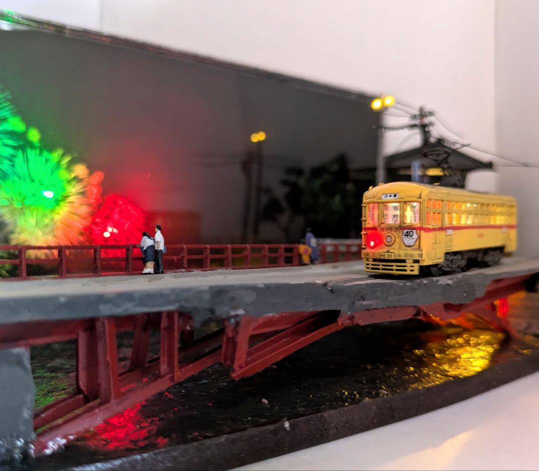 ジ*番様 Nゲージ・情景ジオラマ【橋から眺める花火…】