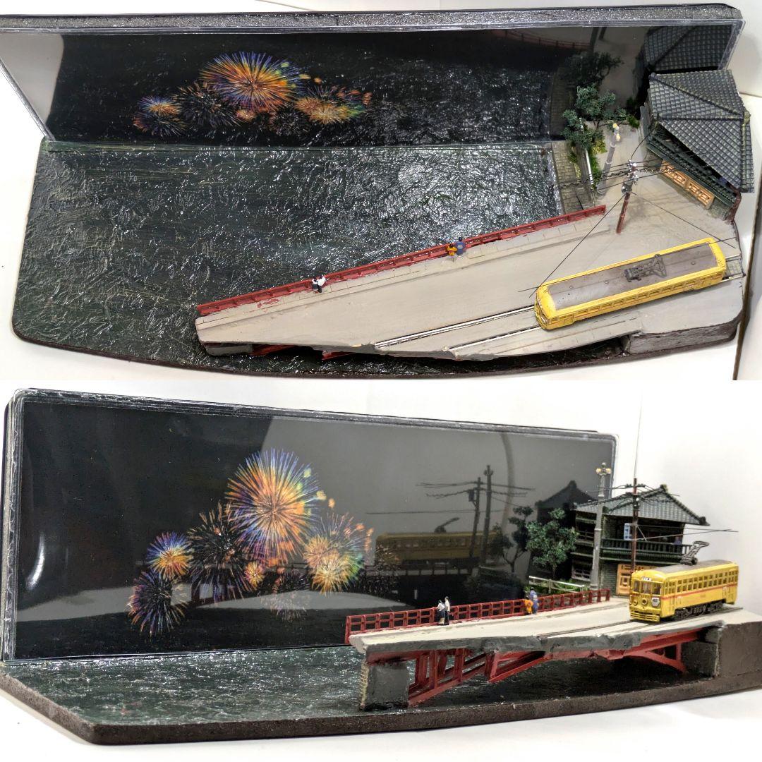 ジ*番様 Nゲージ・情景ジオラマ【橋から眺める花火…】