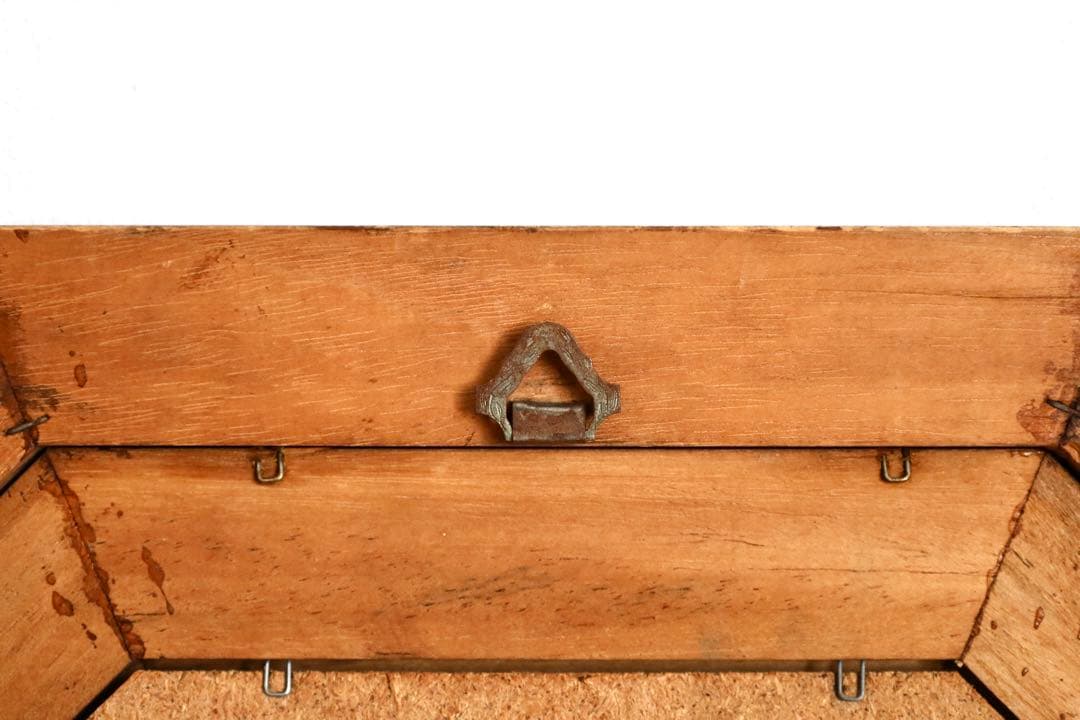 アンティーク雑貨【壁掛け　鏡　昭和レトロ　木彫り　八角形】