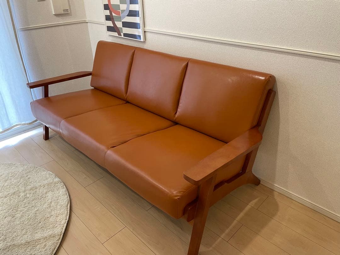 北欧デザインレザーソファ