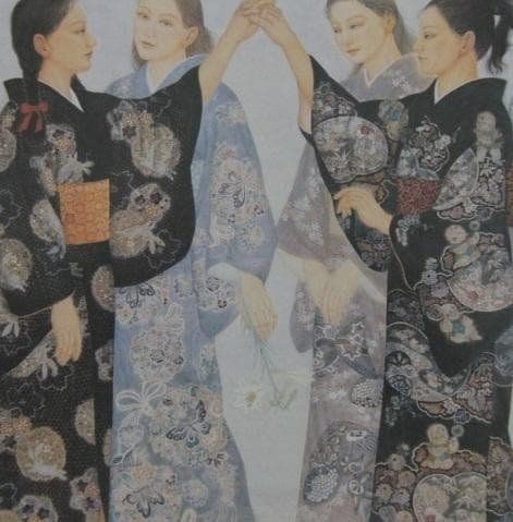 堀田淑支、【遊戯　II】、希少画集・額装画、新品高級額、マット額装付