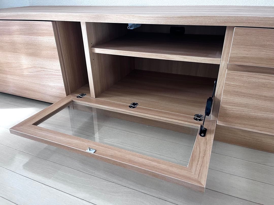 【幅約150cm】ナチュラルウッド　テレビボード　プリンター収納あり