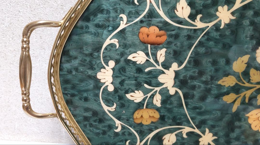 新品未使用】【大幅値下げ】アンティーク イタリア製 象嵌細工 トレー
