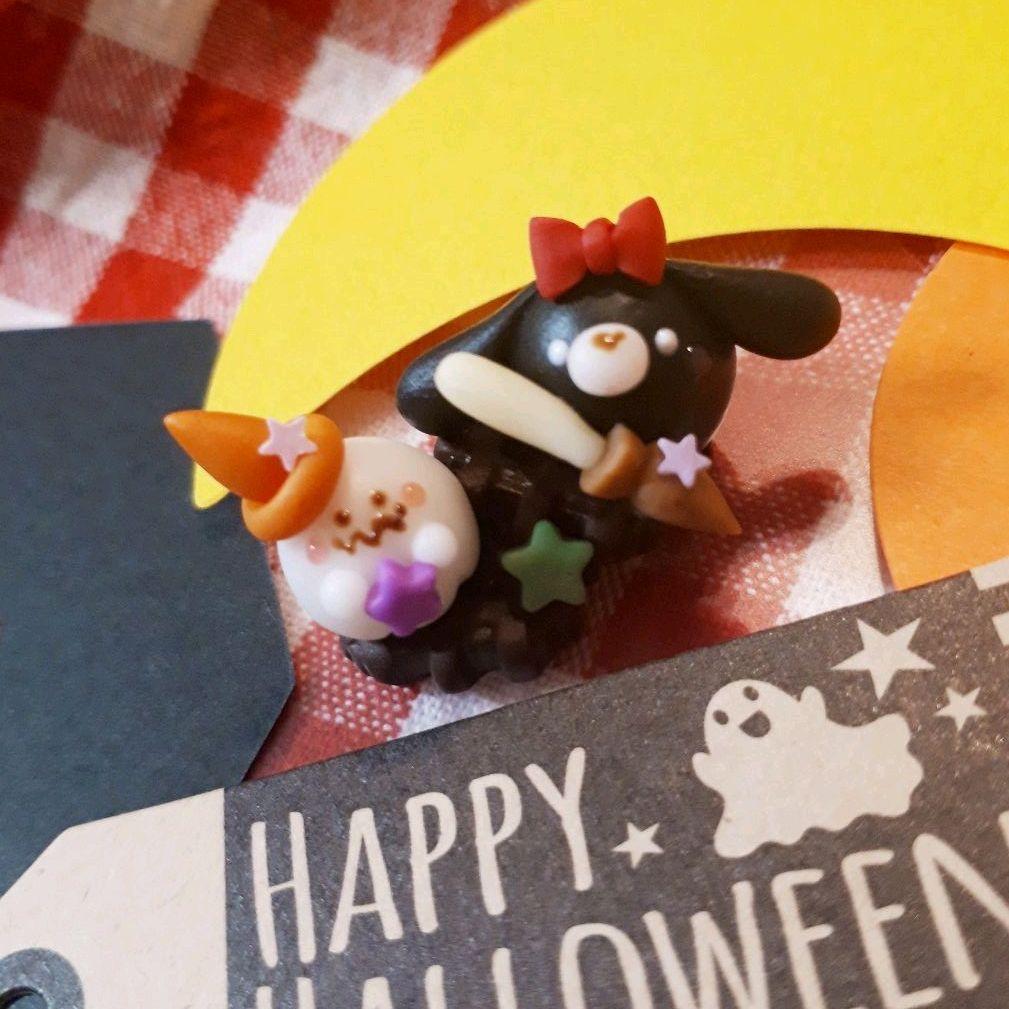 黒うさぎ&オバケ(ワッフル台)★ハロウィン