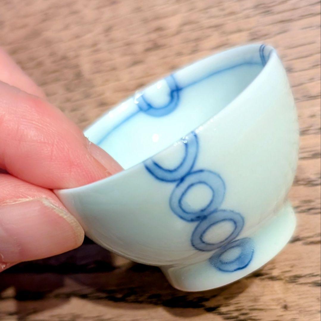 出口ふゆひ作 染付絵変わり猪口 ６個セット