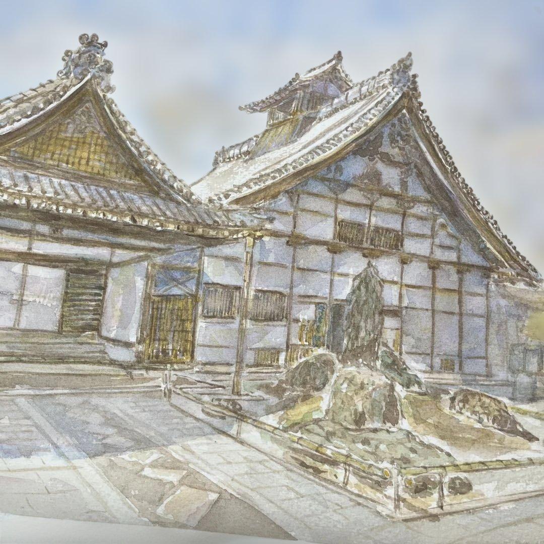 動画投稿中　Ｆ4 天龍寺　手描き水彩画　直筆原画　京都世界遺産