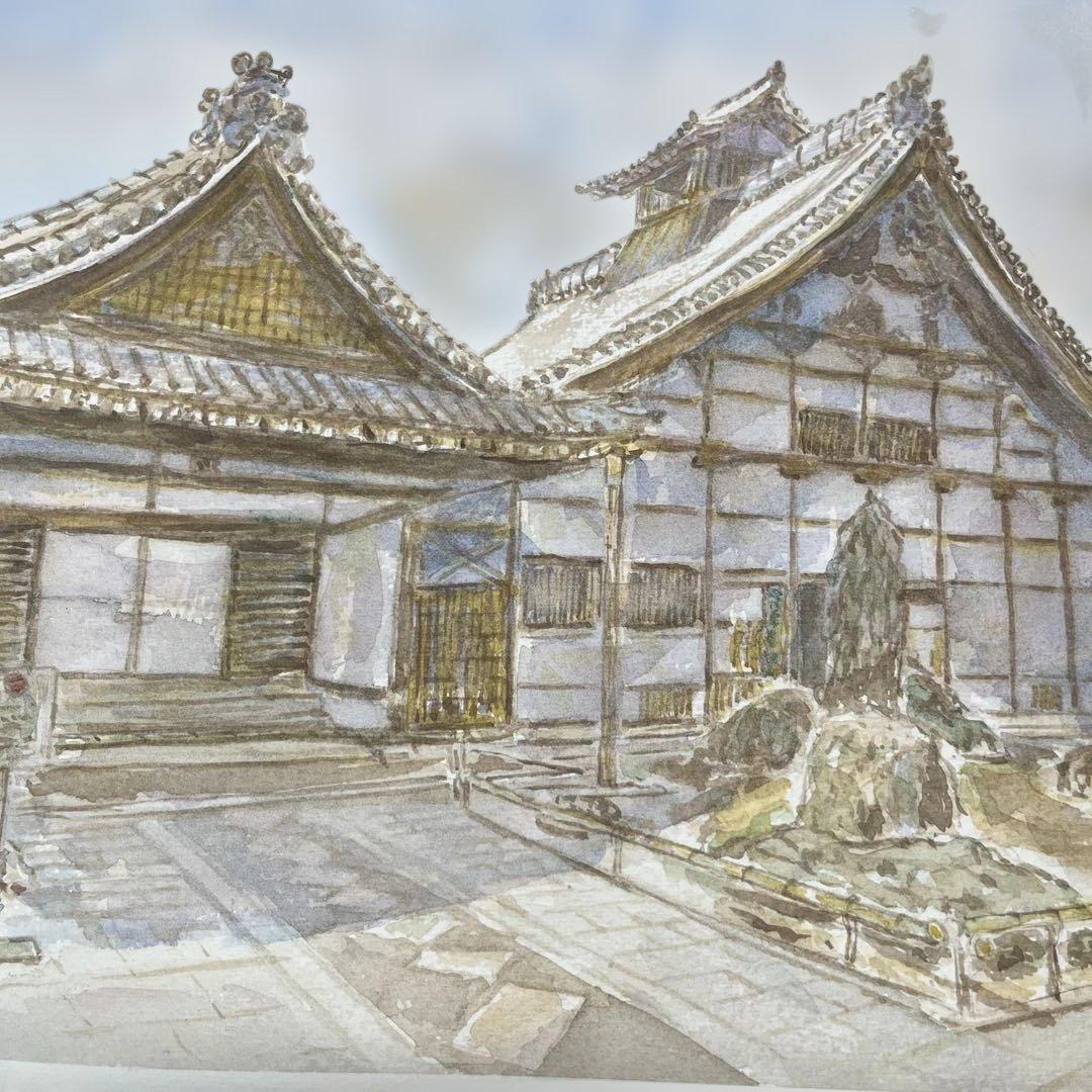 動画投稿中　Ｆ4 天龍寺　手描き水彩画　直筆原画　京都世界遺産