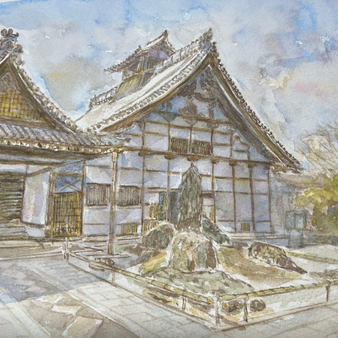 動画投稿中　Ｆ4 天龍寺　手描き水彩画　直筆原画　京都世界遺産