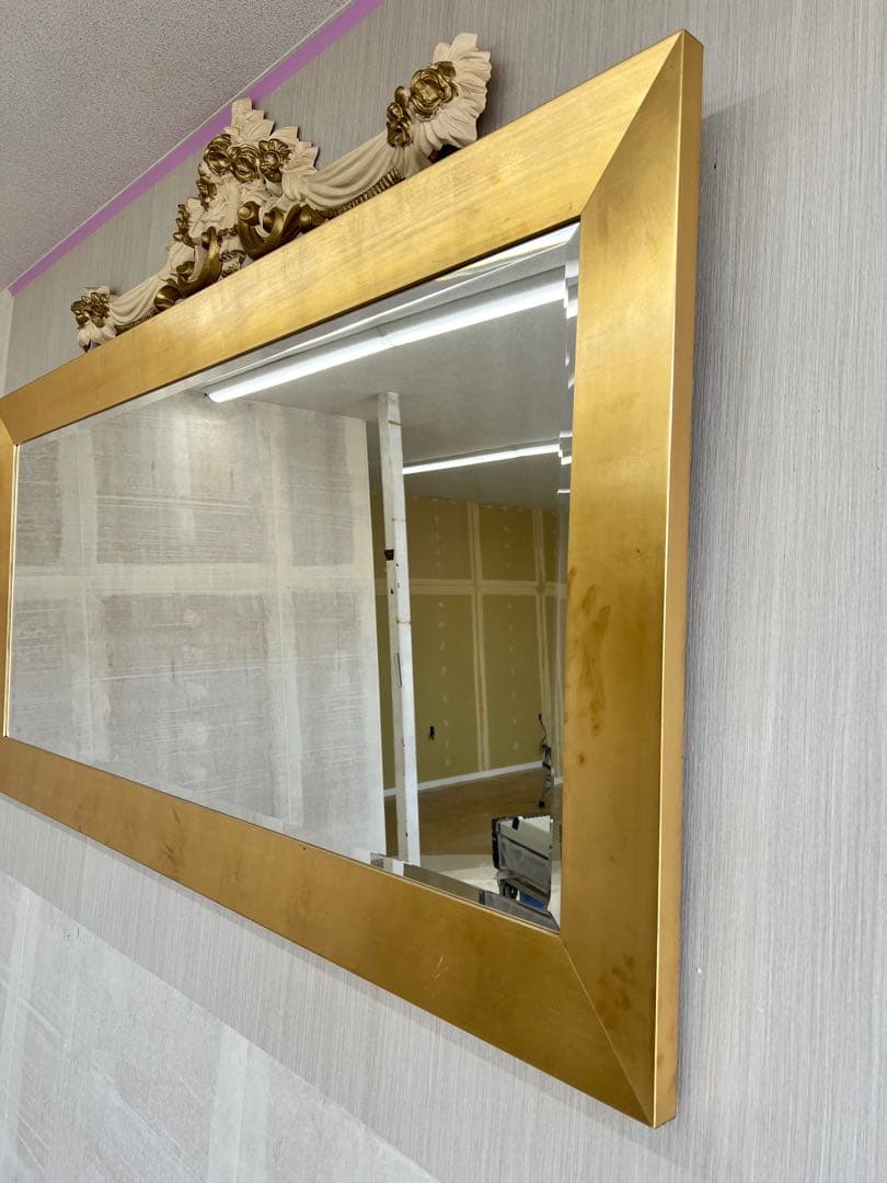 ※引き取り限定　ゴールドフレーム　壁掛け鏡　金箔貼り