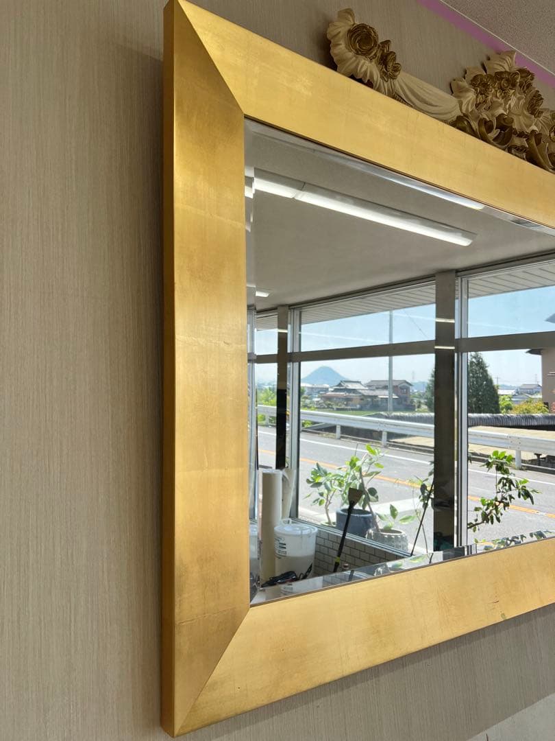 ※引き取り限定　ゴールドフレーム　壁掛け鏡　金箔貼り