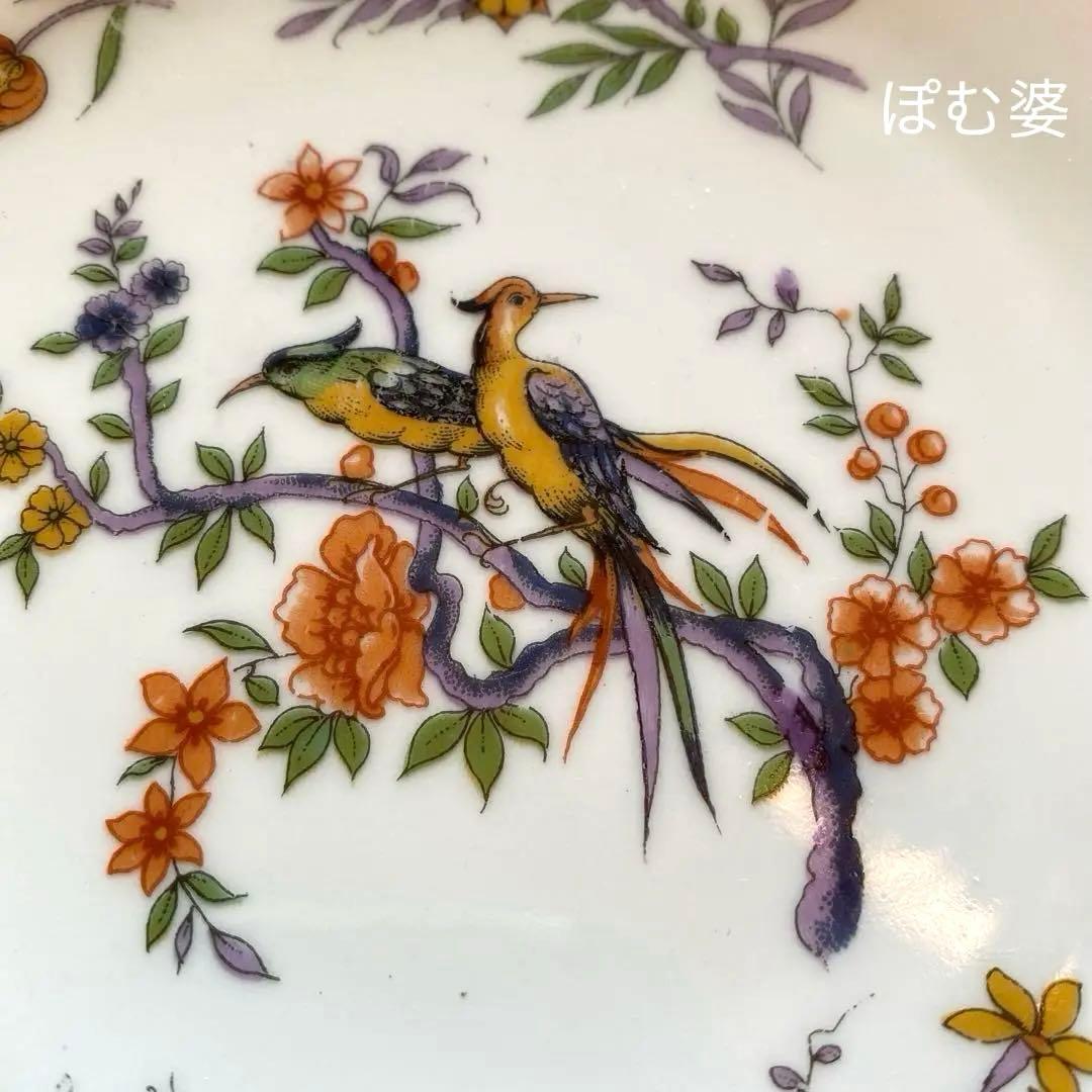 【フランス／純銀＋リモージュ】皿 ２枚セット／銀縁取りのプレート「シノワズリ」