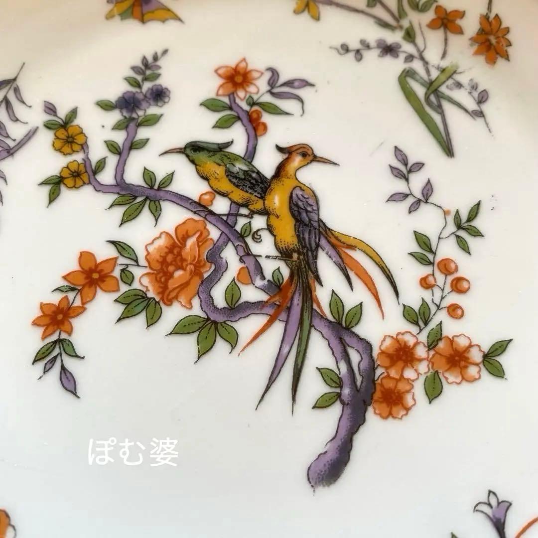 【フランス／純銀＋リモージュ】皿 ２枚セット／銀縁取りのプレート「シノワズリ」