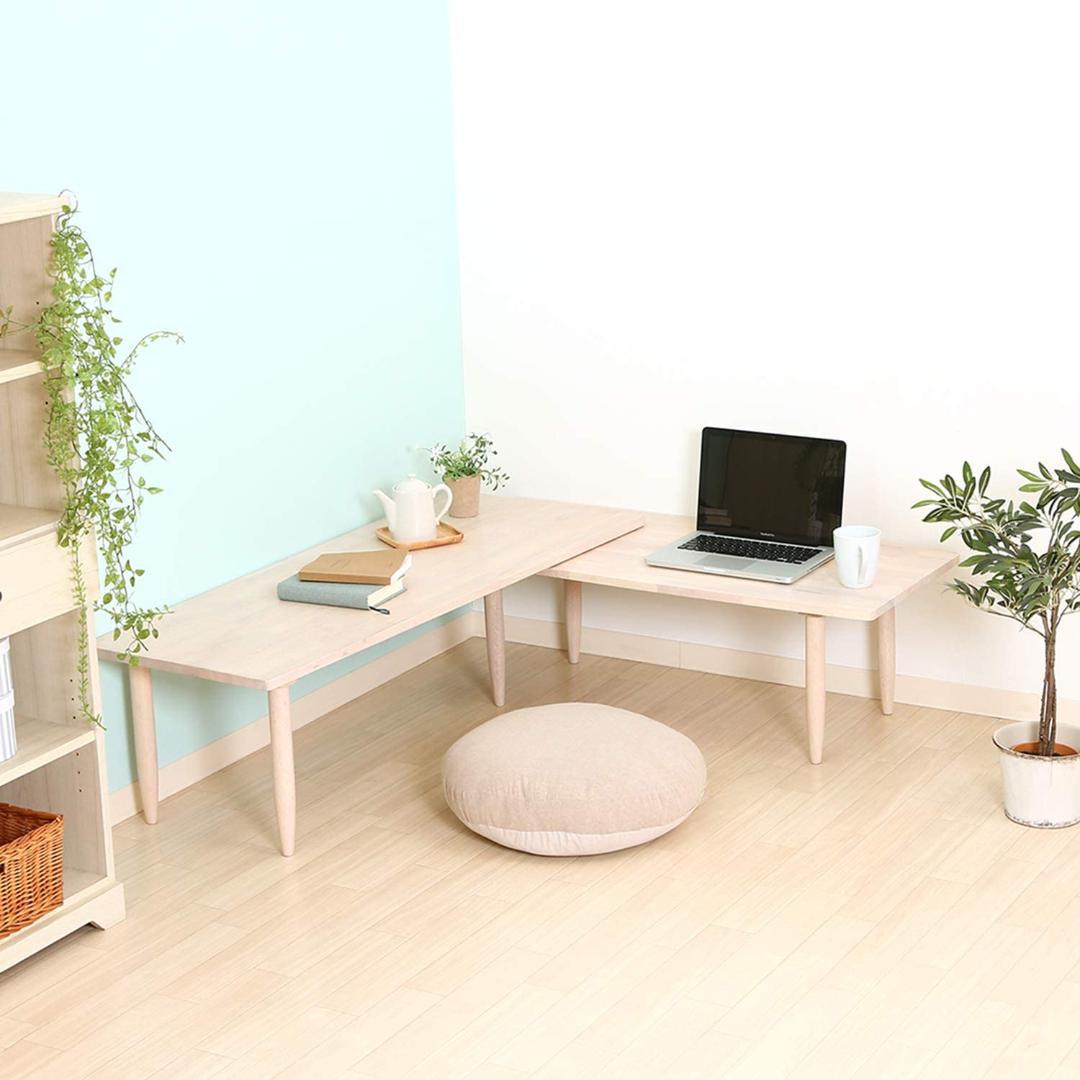 360度回転式/伸張式テーブル ホワイトウオッシュ W120