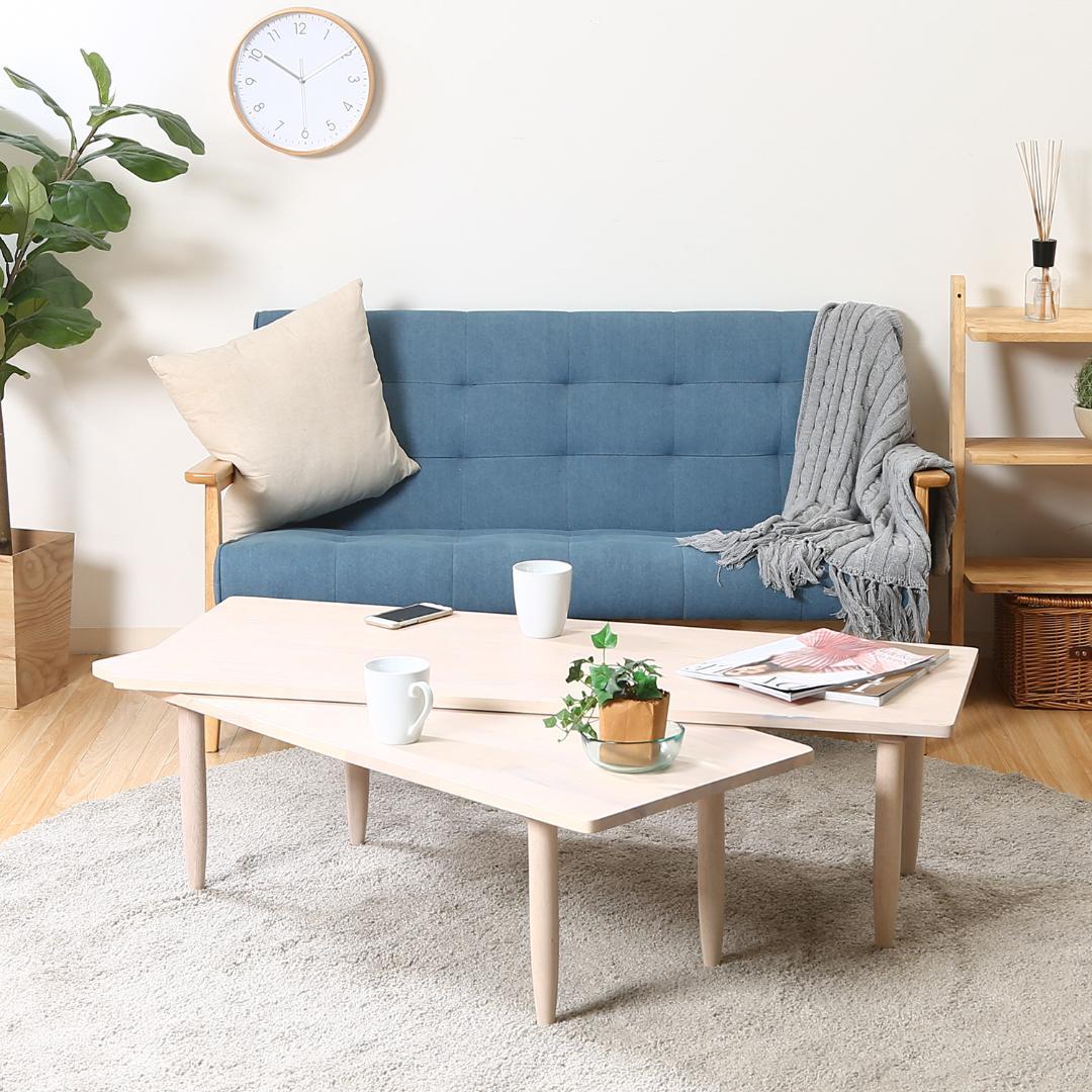 360度回転式/伸張式テーブル ホワイトウオッシュ W120