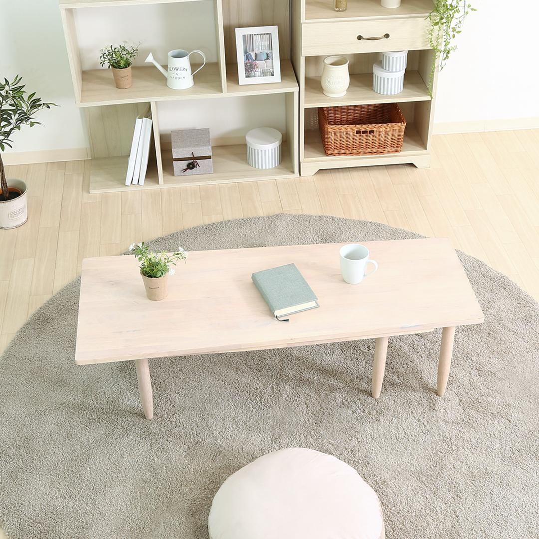 360度回転式/伸張式テーブル ホワイトウオッシュ W120