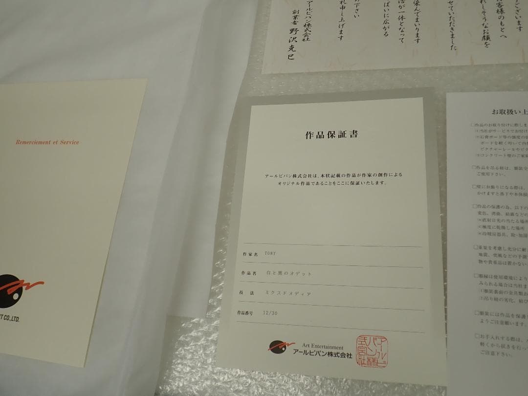 ㉘新品・保証書付 Tony「白と黒のオデット」ミクスドメディア アールビバン