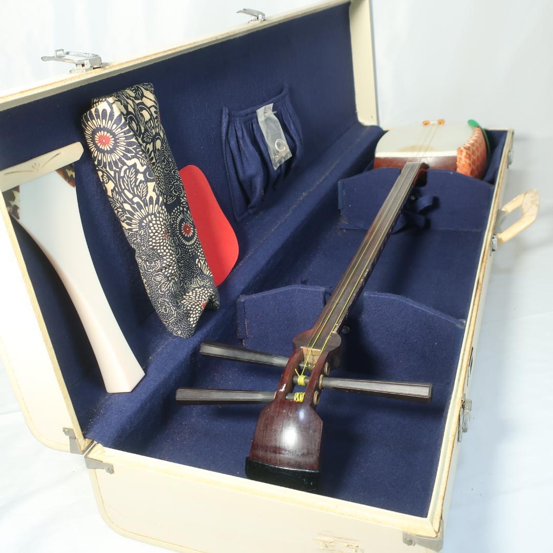 三味線 細棹 ハードケース 撥 付属 長唄 和楽器 E03