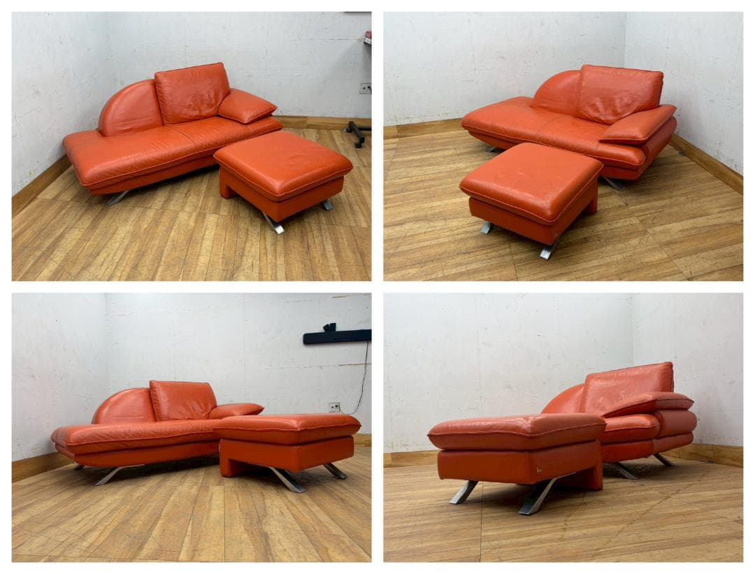 T8032☆美品☆ニコレッティ☆サクセス☆本革☆カウチソファ＆オットマン☆