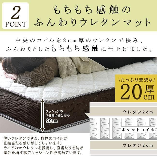 リバーシブルポケットコイルマットレス（ダブル） 両面仕様 厚み20cm（236）