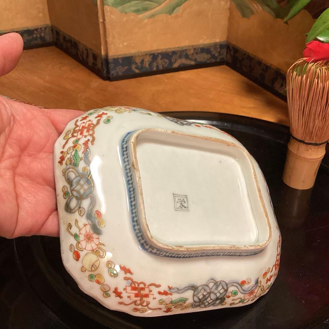 A913 古伊万里 染錦手 変形角皿 梅と文人紋様 5枚 - メルカリ