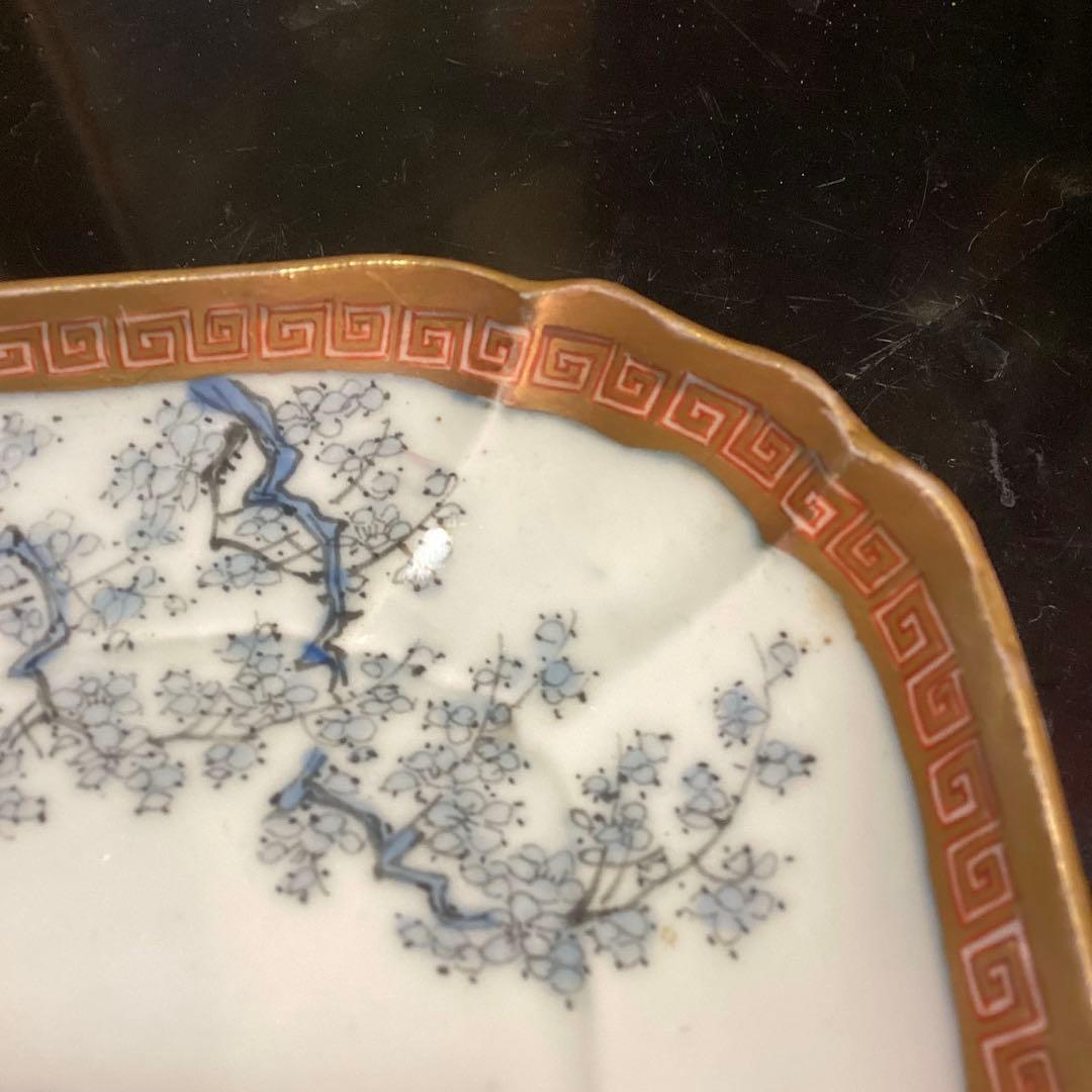 A913 古伊万里 染錦手 変形角皿 梅と文人紋様 5枚 - メルカリ