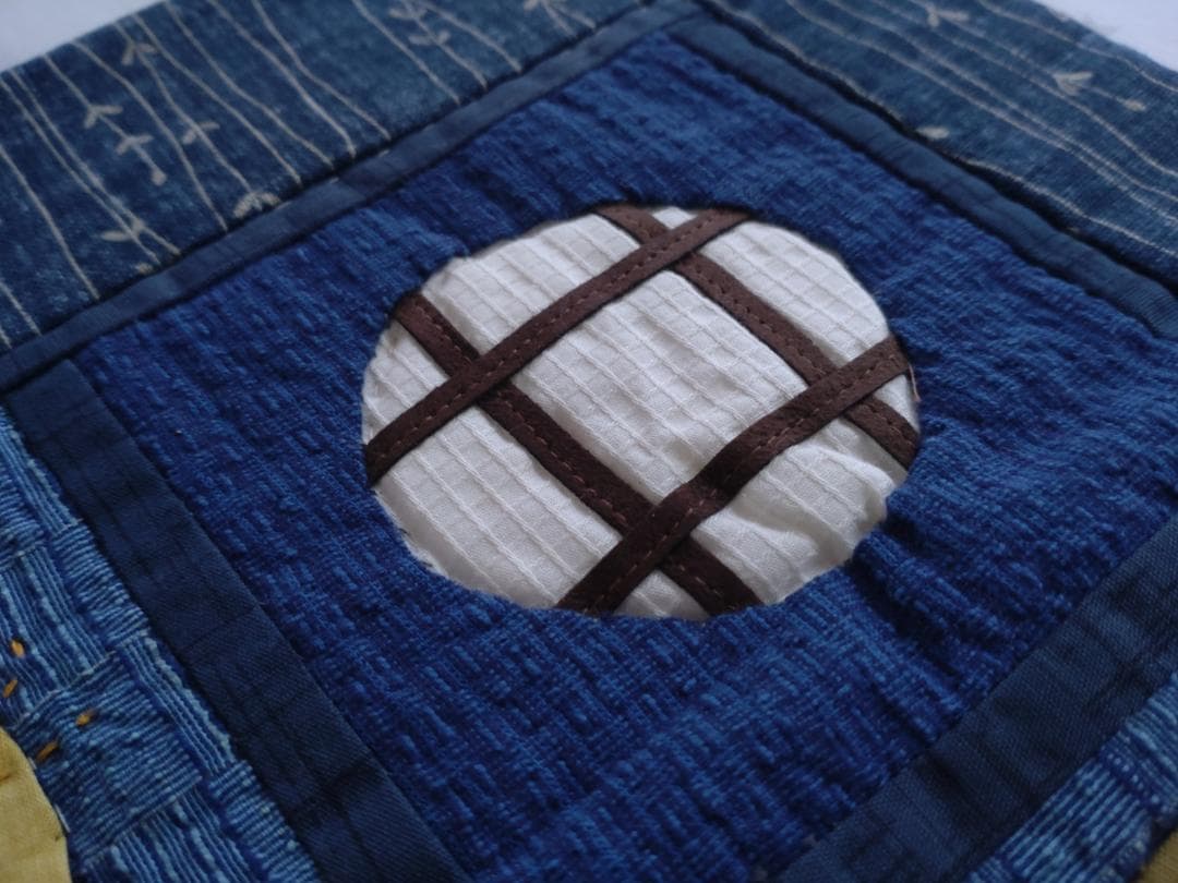 レア】花もめん お月見 パッチワーク タペストリー（大） ハンドメイド