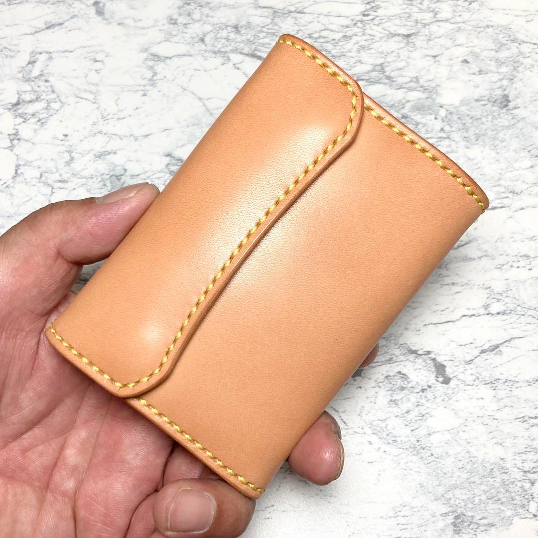 栃木レザー コンパクト財布 本革 三つ折り財布 ナチュラル メンズ レディース