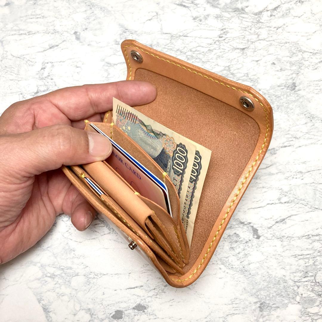 栃木レザー コンパクト財布 本革 三つ折り財布 ナチュラル メンズ レディース