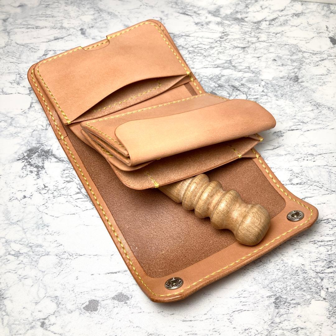 栃木レザー コンパクト財布 本革 三つ折り財布 ナチュラル メンズ レディース