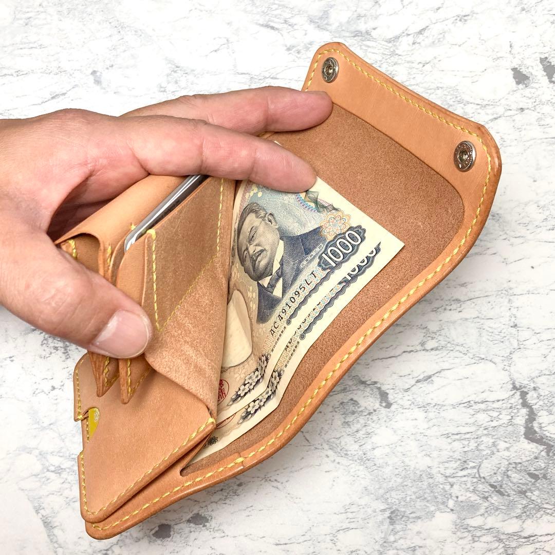 栃木レザー コンパクト財布 本革 三つ折り財布 ナチュラル メンズ レディース
