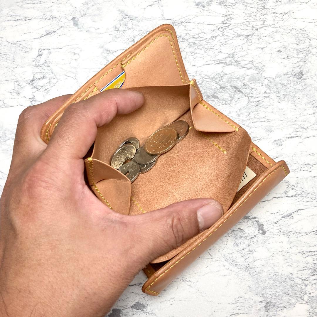 栃木レザー コンパクト財布 本革 三つ折り財布 ナチュラル メンズ レディース