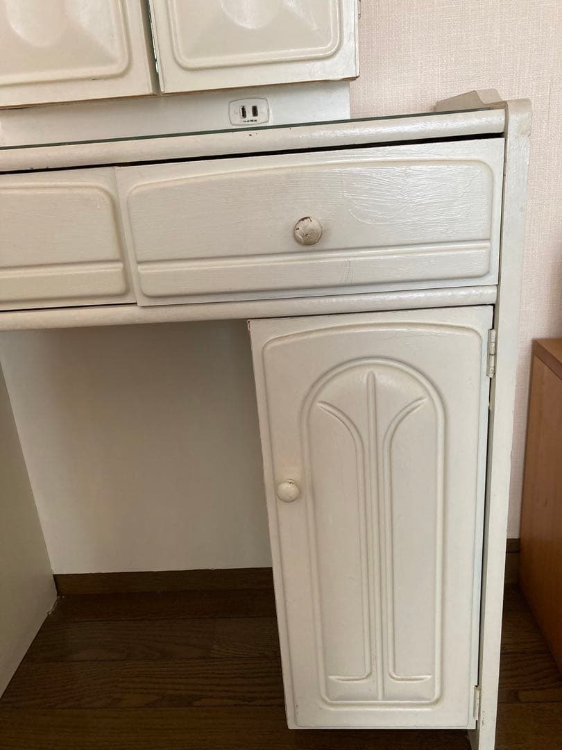 レトロ　ホワイト三面鏡ドレッサー