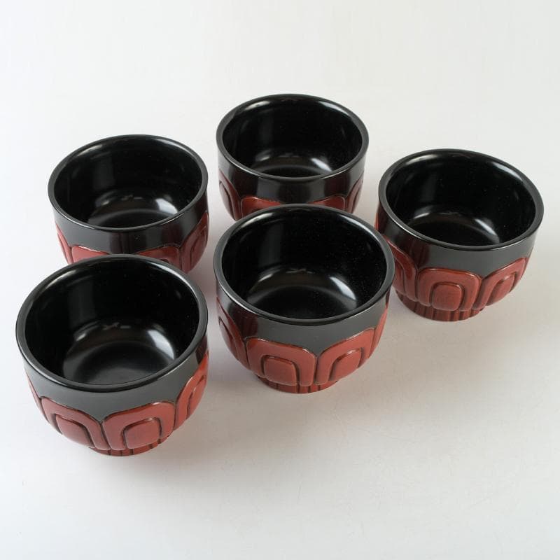 鎌倉彫 充子作 お椀 五客 共箱 V R9081B