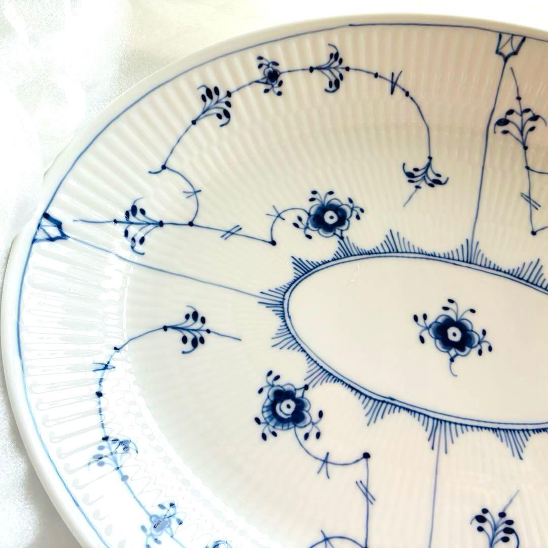 【新品】ブルーフルーテッド プレイン オーバルディッシュ 30.5cm