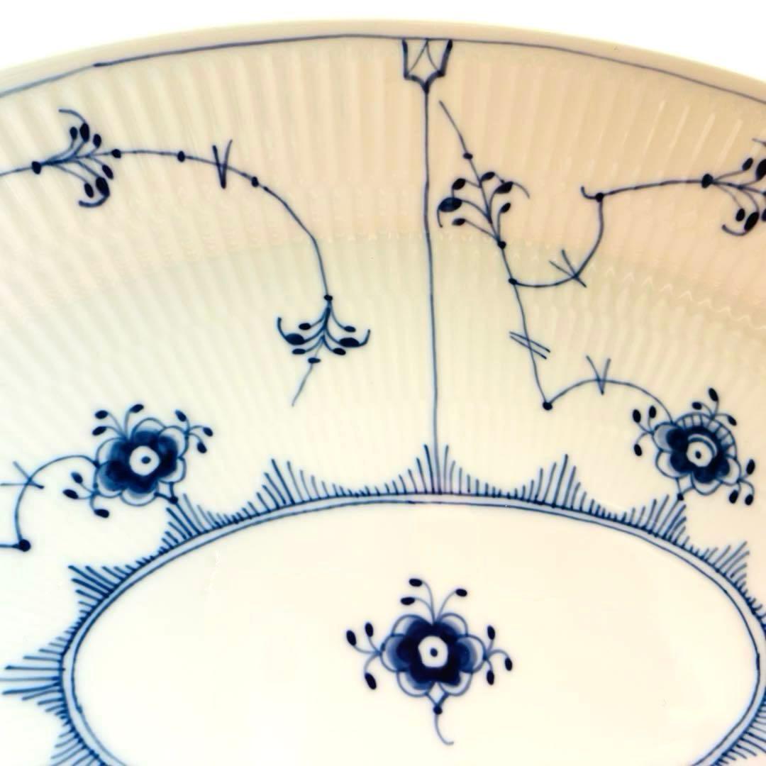 【新品】ブルーフルーテッド プレイン オーバルディッシュ 30.5cm