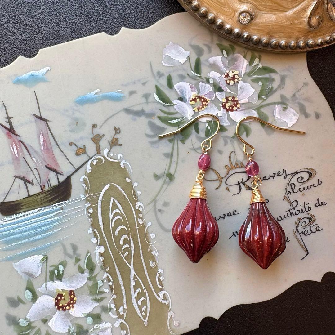 モッカイト✴︎ランタンカービング＊ピアスorイヤリング